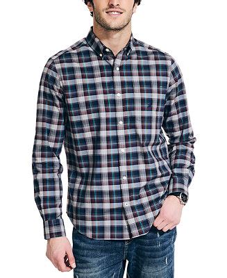 Nautica Men's Classic Fit Button Down Plaid Shirt - Macy's