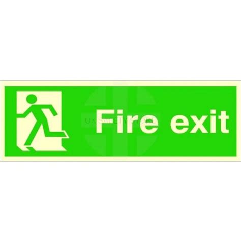 Extra Large Glow In The Dark Fire Exit Running Man Left Sign 900mm X 3