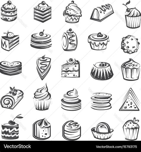 Set Cakes Royalty Free Vector Image Vectorstock