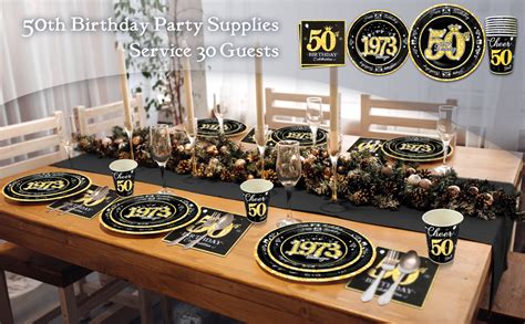 Algpty 50th Birthday Decorations Black And Gold Service