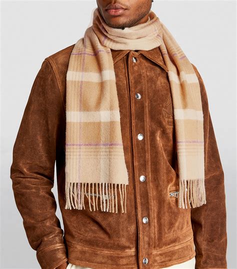 Mens Johnstons Of Elgin Beige Cashmere Check Scarf Harrods Uk