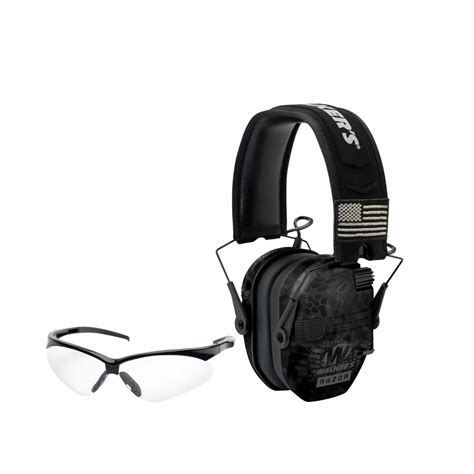 Walkers Razor Slim Electronic Earmuff Patriot Series Camo And Glasses