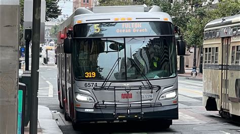 San Francisco Muni 2016 New Flyer Xcelsior Xde60 6574 On Route 5 Fulton