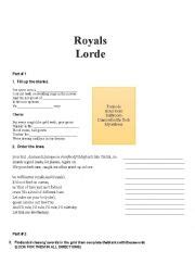 Royals By Lorde Esl Worksheet By Nanis