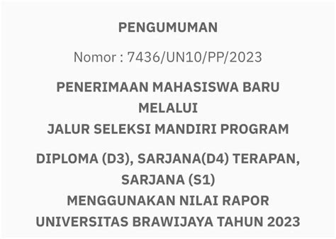 Link Pengumuman Hasil Seleksi Mandiri Ub Via Pengumuman Ub Ac Id Jalur