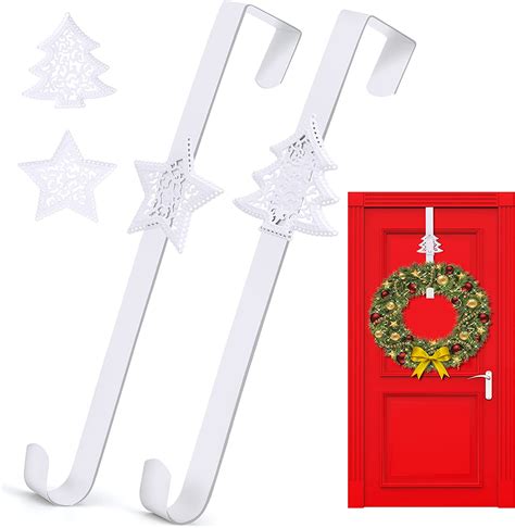 BoriYa Christmas Wreath Hanger For Front Door 2 Pack Over Door Wreath