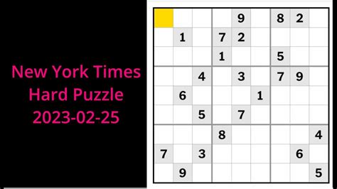 The New York Times Hard Sudoku 2023 02 25 YouTube