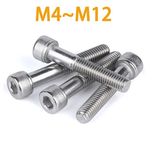 1 10pcs M4 M12 Din912 Hex Socket Head Cap Screws Partially Threaded 304