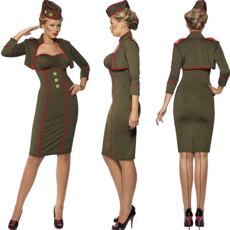 Adult Army Military Force Uniform New Fancy Dress Costume Womens Mens Ladies Ebay