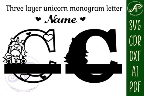 Unicorn Monogram Letter C Svg Cut File So Fontsy