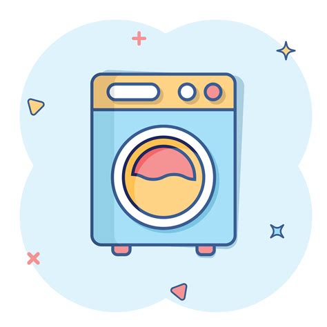 Washing Machine Icon In Comic Style Washer Cartoon Vector Illustration