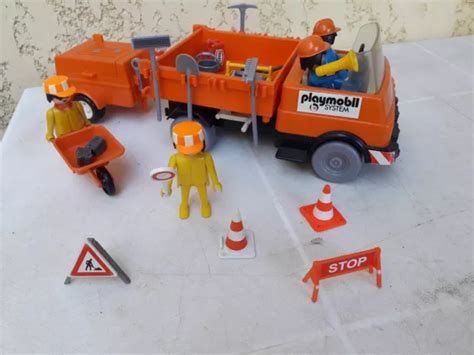 Playmobil Vintage Travaux Camion Benne Avec Remorque Eur