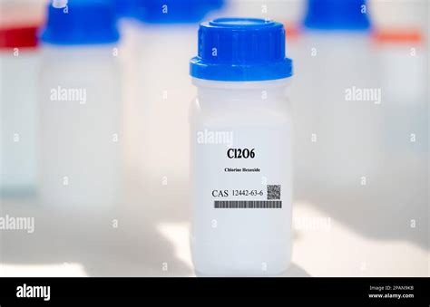 Cl2O6 chlorine hexoxide CAS 12442-63-6 chemical substance in white ...