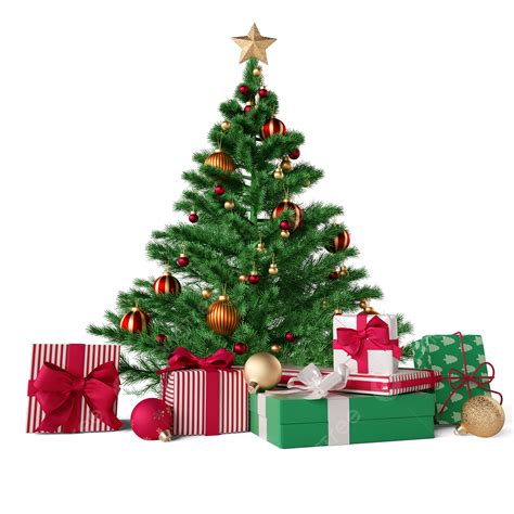 Éléments 3d De Coffret Cadeau Arbre De Noël PNG Sapin De Noël Boite