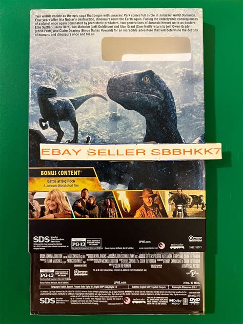 Jurassic World Dominion Dvd Slipcover New Free Shipping Authentic