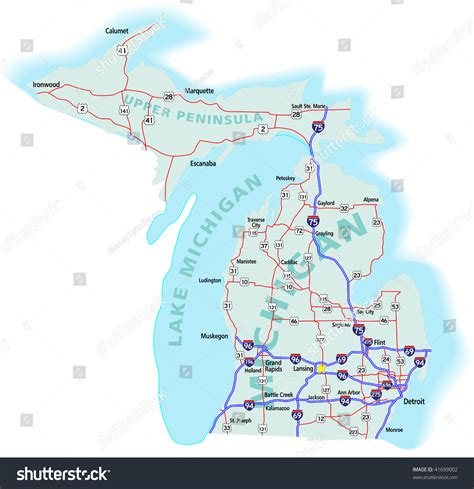 Michigan State Road Map With Interstates, U.S. Highways And State Roads ...