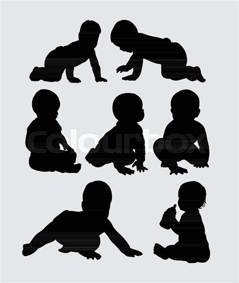 baby crawling silhouette | Stock vector | Colourbox