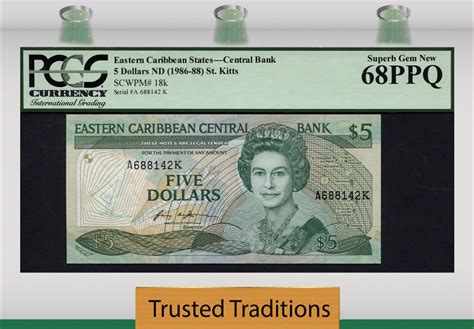 Welt Banknoten Dollars Tt Pk K Eastern Caribbean States Queen