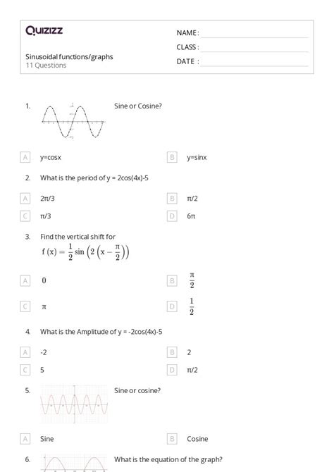 50 Graph Sine Functions Worksheets For 9th Class On Quizizz Free