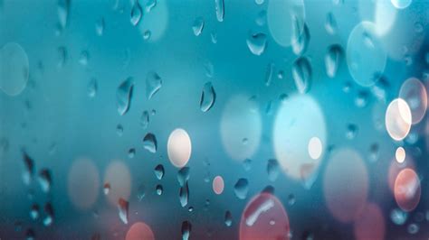 Wallpaper Drops Glare Bokeh Rain Glass Blur Surface Moisture Hd