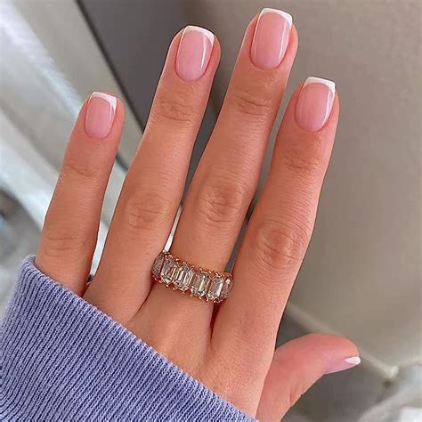 Amazon Pcs Short Square French Tip Press On Fake Nails In White Pink Nude Full Cover