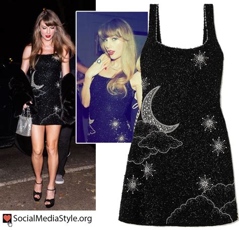 Taylor Swift's bead and crystal embellished moon and star black mini dress