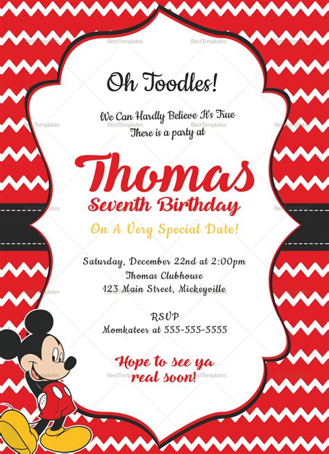 View Mickey Mouse Birthday Invitations Pictures Free Invitation Template