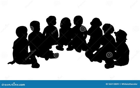 Group Of Children Seated In Semi Circle Stock Illustration Image