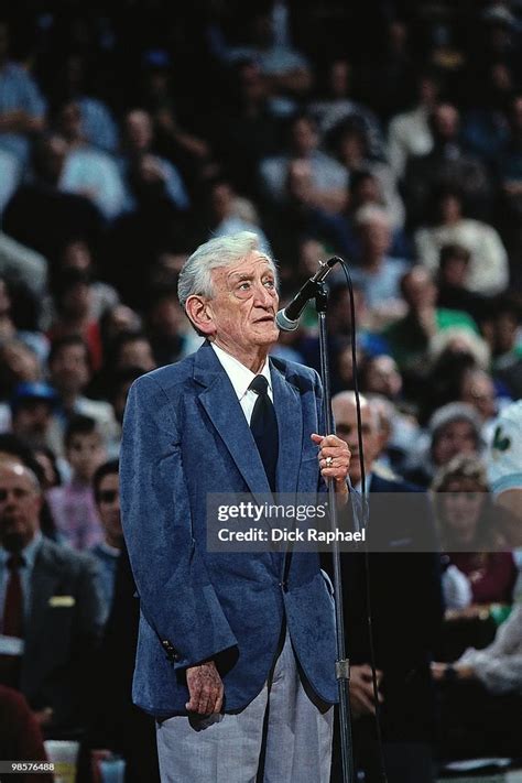 Boston Celtics broadcaster Johnny Most speaks to the crowd as he is... News Photo - Getty Images