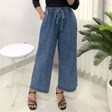 Jual KULOT JEANS HIGHWAIST LOOSE PANT KULOT CELANA LOOSE KULOT