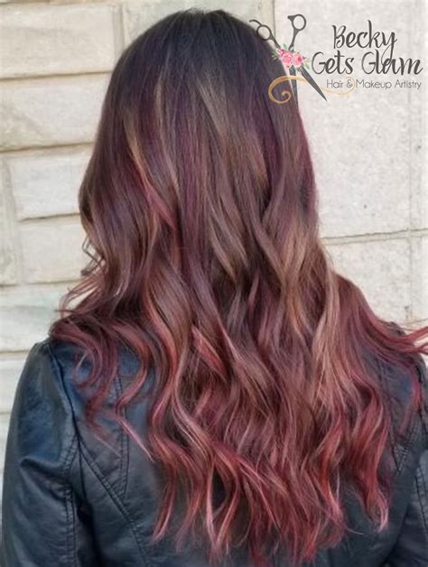 Red Balayage Highlights Burgundy Hair With Highlights Burgundy Brown