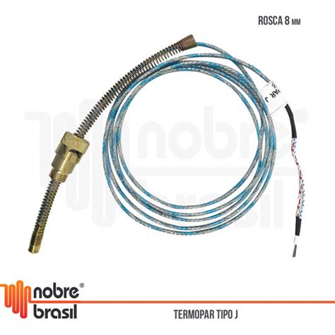 Termopar Tipo J Sensor 8 Mm Baioneta 19 Mm Cabo De 5 Metros