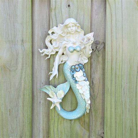 Sea Shell Wall Mermaid Mermaid With Shells Mermaid Wall Art Etsy