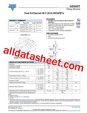 SIZ300DT T1 GE3 Datasheet PDF Vishay Siliconix