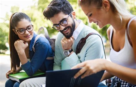 Group Of Friends Studying Together At University Campus Stock Image