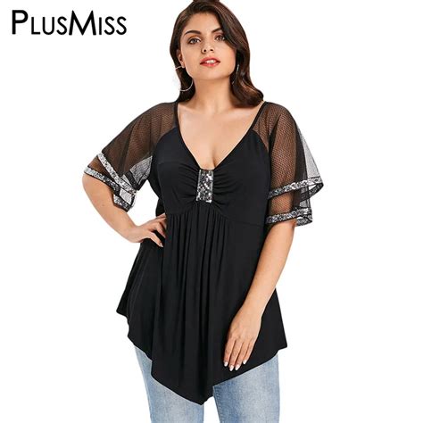 Aliexpress Buy PlusMiss Plus Size 5XL 4XL Sequin See Through Mesh