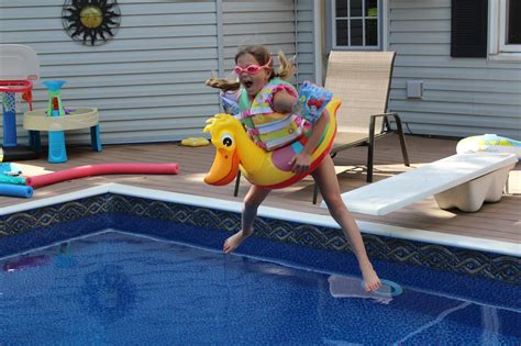 Two Daughters One Son Pool Fun