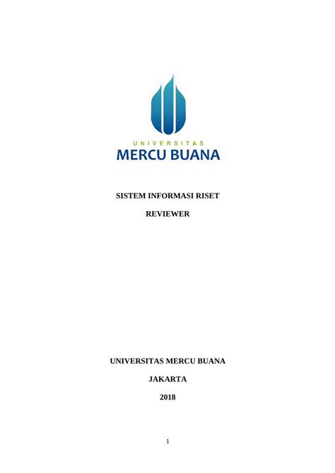 Pdf Sistem Informasi Riset Reviewer Puslit Mercubuana Ac Idpuslit