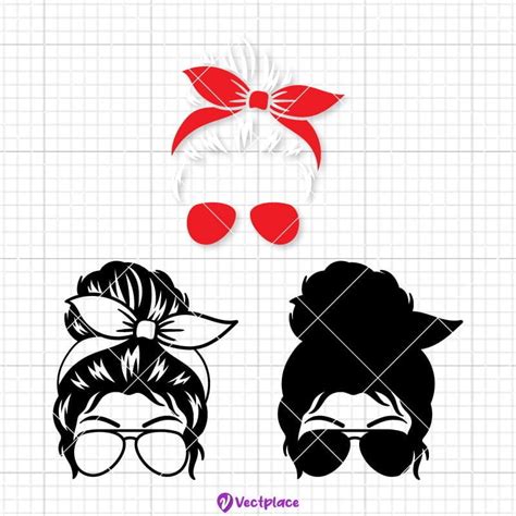 Mom And Daughter Messy Bun Svg Cut File Cricut Png Vector Vectplace