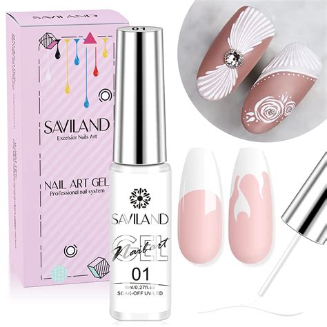 Saviland Gel Liner Nail Art Gel Nail Polish White Liner Nail Art Gel Polish Basic