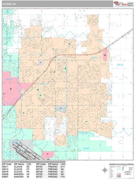 Clovis California Wall Map Premium Style By Marketmaps