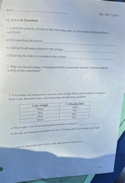 Solved Name Bio 100 Lab 5 Vi Post Lab Questions 1