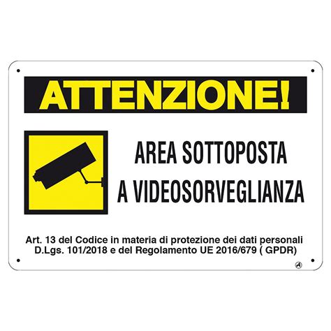 CARTELLO AREA VIDEOSORVEGLIATA GDPR IN PVC 30x20 Cm