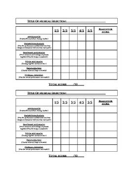 Free Vocal Music Rubrics TPT