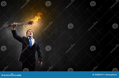 Man With Torch Stock Image Image Of Handsome Businessman 42880979