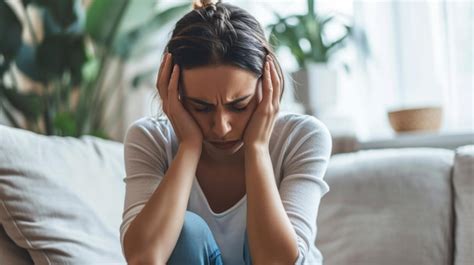 Premium Photo Distressed Woman Hands On Head Feeling Overwhelmed By