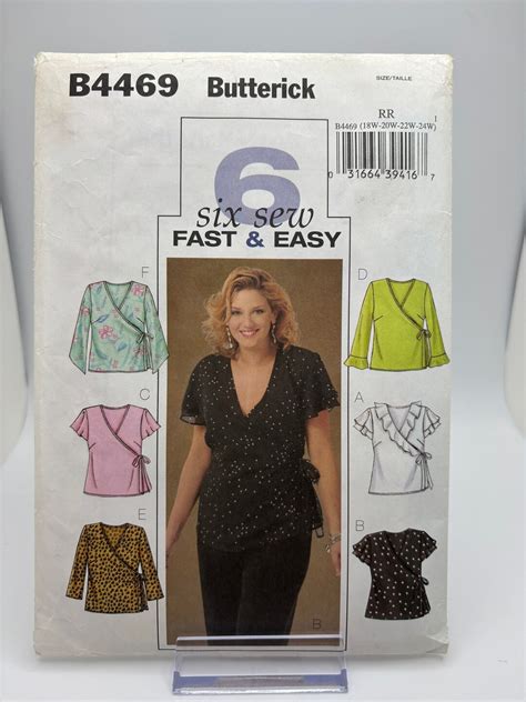 Butterick B Uncut Ff Plus Sizes W W W W Front Wrap Etsy