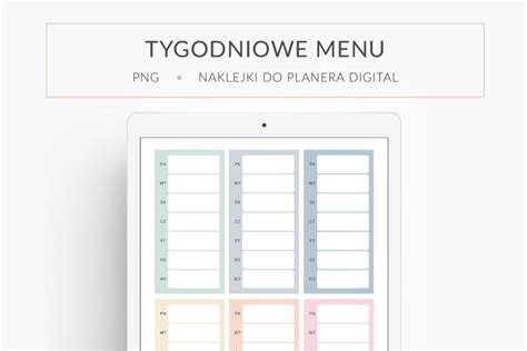 Naklejki Do Planera Cyfrowego Tygodniowe Menu