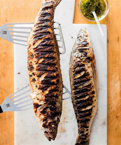 Grilled Whole Sea Bass With Salmoriglio Sauce Daily Mediterranean Diet