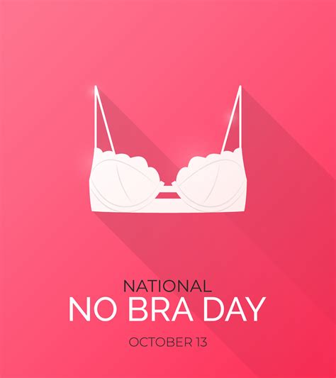 National No Bra Day Vector Web Banner Poster Cover White Demi Bra